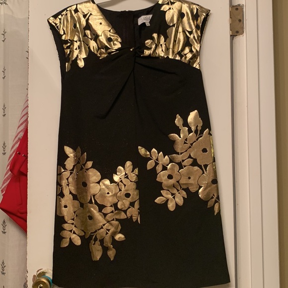 Tibi Shimmery Black and Gold Mini Dress Size 0 - Picture 2 of 10